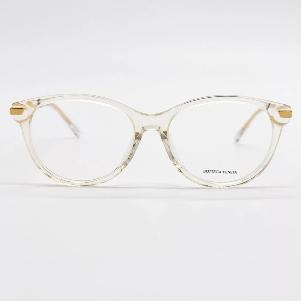 NEW BOTTEGA VENETA EYEGLASSES BV1039O 003 ROUND BEIGE TRANSPSRENT WOMEN EYEWEAR